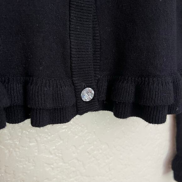 Milly Minis Black Ruffle Trim Cardigan, Girls 10, Sparkle Button Sweater - Picture 6 of 7